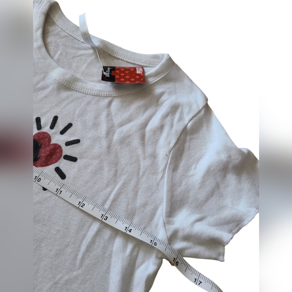 BRISCO BRANDS | BETTY BOOP CROPPED GRAPHIC T-SHIRT | WHITE | SIZE SMALL - Picture 6 of 10